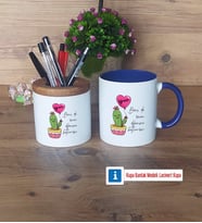 Arkadaşa Hediye Kaktüs Kalemlik, Kupa Bardak T Kişiye Özel Hediye Doğum Günü Hediyesi (Model 6)