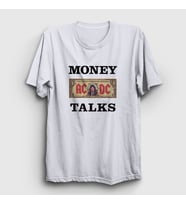 Presmono Unisex Sarı Money Talks AC/DC T-Shirt 336770tt (Beyaz)