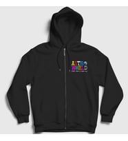 Presmono Unisex Gri Astroworld V3 Travis Scott Fermuarlı Kapüşonlu Sweatshirt 44557tt (Siyah)