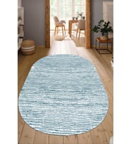 Dijital Baskılı Kaymaz Taban Yıkanabilir Oval Salon Halısı Mutfak Halısı Yolluk NDO-SD-379 (Mavi)