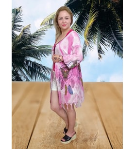 Pareo Plaj Giyim (Pembe Çok Renkli)