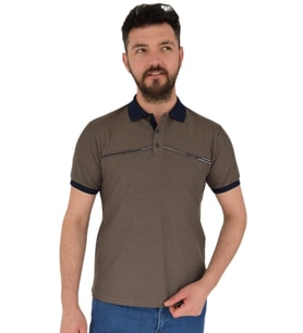 Erkek Polo Yaka Tişört Waffle 2369 BGL-ST02792 (Vizon)