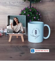 Minimal Baş Harf ve İsim Yazılı Fotoğraflı Dekoratif Taş, Kupa Bardak Beyaz Hediye (Model 1)