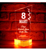 Kişiye Özel 8 Mart Dünya Kadınlar Günü Hediyesi 3D Lamba (Kırmızı)