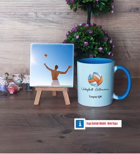 Voleybol Antrenörü Fotoğraflı Dekoratif Taş, Kupa Bardak Beyaz Hediye (Model 4)