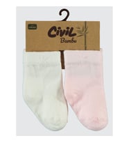 Civil Baby Bebek 2'li Bambu Çorap Set 0-18 Ay Ekru-Pembe (Ekru-Pembe)