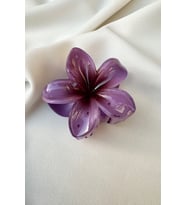 Lotus Hibiscus Çiçeği Premium Çiçek Mandal Toka 7.5 cm (Mor)