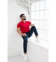 Paul Martin Fermuarlı Polo Yaka %100 Pamuk Regular Fit T-shirt (Kırmızı)