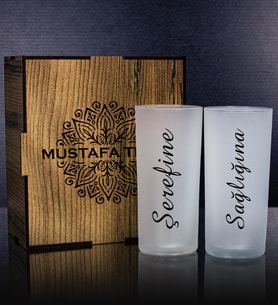 eJOYA Kişiye Özel Kutusunda 2'li Rakı Bardağı Hediye Seti 107229 (Bordo)