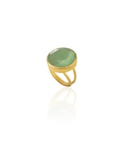 Kadir Jewellery 22 Ayar Altın Kaplama Zirkon Taşlı Kadın Otantik Yüzük (Açık Yeşil)