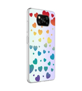Xiaomi Poco X3 Kılıf M-Blue Desenli Kılıf (Kalpli Beyaz)