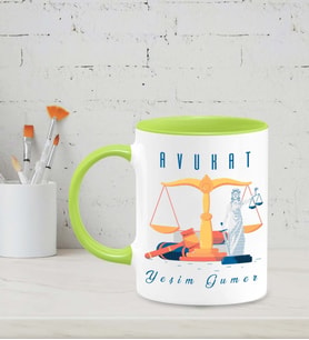 Kişiye Özel Avukat Tasarımlı Siyah Kupa (Yeşil-Beyaz)