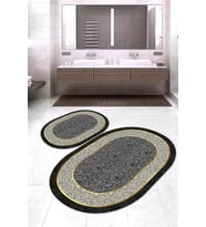 Dijital Baskılı Kaymaz Taban Yıkanabilir Oval 2'li Klozet Takımı Banyo Paspası NOKZ-SD-1071 (Çok Renkli)
