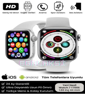 Watch 7 Series Akıllı Saat Çift Tuş Aktif Arama Cevaplama Ios Androıd Uyumlu (Beyaz)