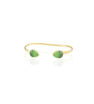 Kadir Jewellery 22 Ayar Altın Kaplama El İşçiliği Zirkon Taşlı Kadın Charm Bileklik (Yeşil)