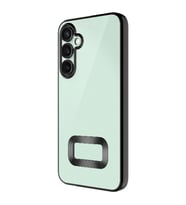 Samsung Galaxy S24 FE Kılıf Logo Yeri Açık Kamera Lens Korumalı Renkli Kenarlı Şeffaf Silikon (Siyah)