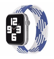 Apple Watch 44/45/46/49mm Kordon Medium Örgü Solo Loop Kordon 32 147mm 2/3/4/5/6 (Beyaz-Mavi)