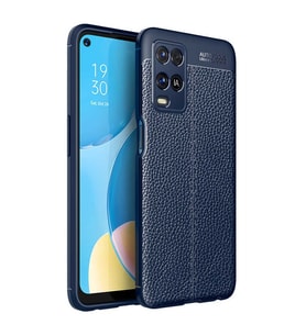 Oppo A54 4G Kılıf Deri Görünümlü Slim Silikon (Lacivert)
