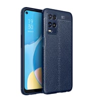 Oppo A54 4G Kılıf Deri Görünümlü Slim Silikon (Lacivert)