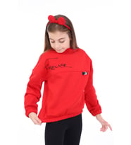 Toontoy Kız Çocuk Baskılı Sweatshirt (Kırmızı)