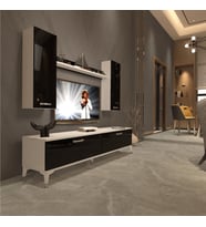 Decoraktiv Eko 7 Slm Std Silver Tv Ünitesi Tv Sehpası (Siyah - Beyaz)