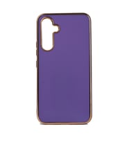 Samsung Galaxy M14 Kılıf Kenarları Gold Kamera Korumalı Renkli Pastel Silikon Siyah BARK (Mor)