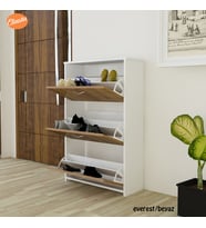 Modilayn Duser Kapaklı Ayakkabılık Dolabı 3 Kapaklı Ayakkabı Dolabı (Meşe)