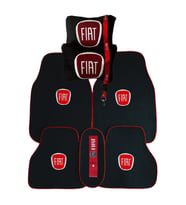 Fiat Uyumlu 5'li Oto Halı Paspas & Nakış İşlemeli Seyahat Boyun Yastığı & Fiat Araç Aksesuarı