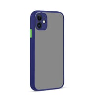 iPhone 12 Kılıf Kamera Korumalı Mat Arka Yüzey Silikon (Lacivert)