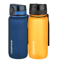 Uzspace 2'li Tritan Matara Seti 650 ml 14 Farklı Renk Seçeneği FiftyFifty (Lacivert-Turuncu)