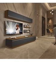 Decoraktiv Eko 5B Mdf Std Tv Ünitesi Tv Sehpası - Parlak Beyaz (Pera - Antrasit)