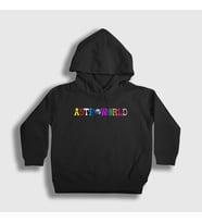 Presmono Unisex Çocuk Beyaz Astroworld Travis Scott Kapüşonlu Sweatshirt 45089tt (Siyah)