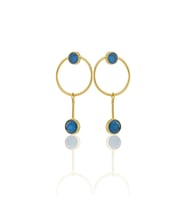 Kadir Jewellery 22 Ayar Altına Kaplama Kadın Sallantılı Küpe -El İşçiliği Ve Hipoalerjenik Küpe (Koyu Mavi)