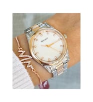 Ferrucci Çelik Modern Şık Tasarım Kadın Kol Saat+Bileklik Hediyeli (Rose - Gümüş)
