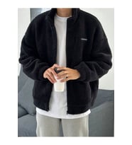Oversize Peluş Tam Fermuarlı Sweatshirt Peluş İçi Polarlı Sherpa Kumaş Sweatshirt (Siyah)