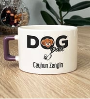 Kişiye Özel Dog Dad Hediye Lüks Fincan Köpek Babası (Mor)