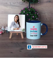 Kadın Doğum Uzmanı Fotoğraflı Dekoratif Taş, Kupa Bardak Beyaz Hediye (Model 3)