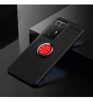 Huawei P40 Pro Kılıf Yüzüklü Magnetli Ravel Case (Siyah-Kırmızı)