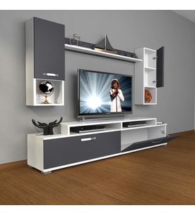 Decoraktiv Ekoflex 5da Mdf Tv Ünitesi Tv Sehpası (Beyaz - Antrasit)