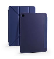 Samsung Galaxy Tab A7 10.4 T500 2020 Kılıf Tri Folding Kalem Bölmeli Standlı Yumuşak Silikon Kılıf (Lacivert)
