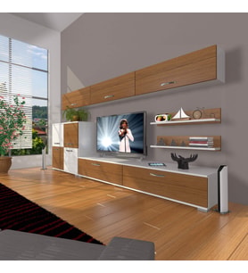 Decoraktiv Eko 8 Slm Std Tv Ünitesi Tv Sehpası (Beyaz - Ceviz)