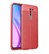 Xiaomi Redmi 9 Kılıf Zore Niss Deri Desenli Silikon Kılıf (Kırmızı)