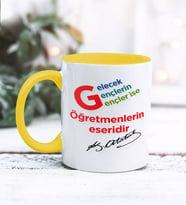 Öğretmenler Günü Tasarımlı Kişiye Özel Kupa Bardak (Sarı)