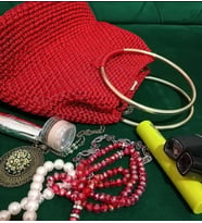Mavi Ahşap Tutmaçlı Şık Çantalar, El Yapımı Kırmızı Çanta (Kırmızı)