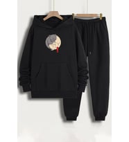 Unisex Shinobi Kedi Baskılı Eşofman Takımı (Siyah)