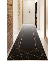 Dijital Baskılı Kaymaz Taban Yıkanabilir Modern Yolluk Ve Koridor Halısı NDU-HS-289 (Siyah)