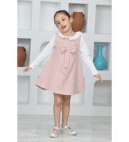 Kız Çocuk Şanel Kumaş 2'li Elbise (Elbise+Bady Bluz)12174 EFTELYA (Gül Kurusu)
