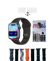 HW Mini 2 41mm 1.75" TFT Ekran Dinamik Ada/Çift Dokunuş/ChatGPT Özellikli 7 Kordonlu Akıllı Saat (Siyah)