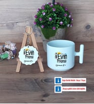 Evin Prensi Kupa Bardak Kırmızı ve Ahşap Anahtarlık Hediye (Model 11)