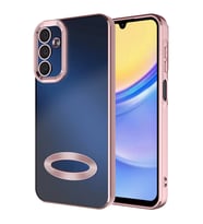 Samsung Galaxy A25 Kılıf Logo Yeri Açık Kamera Lens Önü Korumalı Renkli Kenarlı Şeffaf Silikon (Rose)